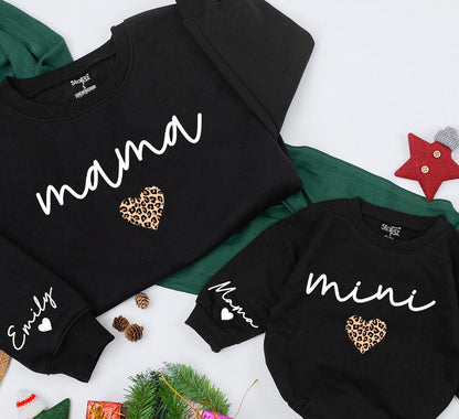 Personalized Mama and Mini Matching Sweatshirt Christmas Family Outfit Daughter Kid Baby Girl Romper Gift