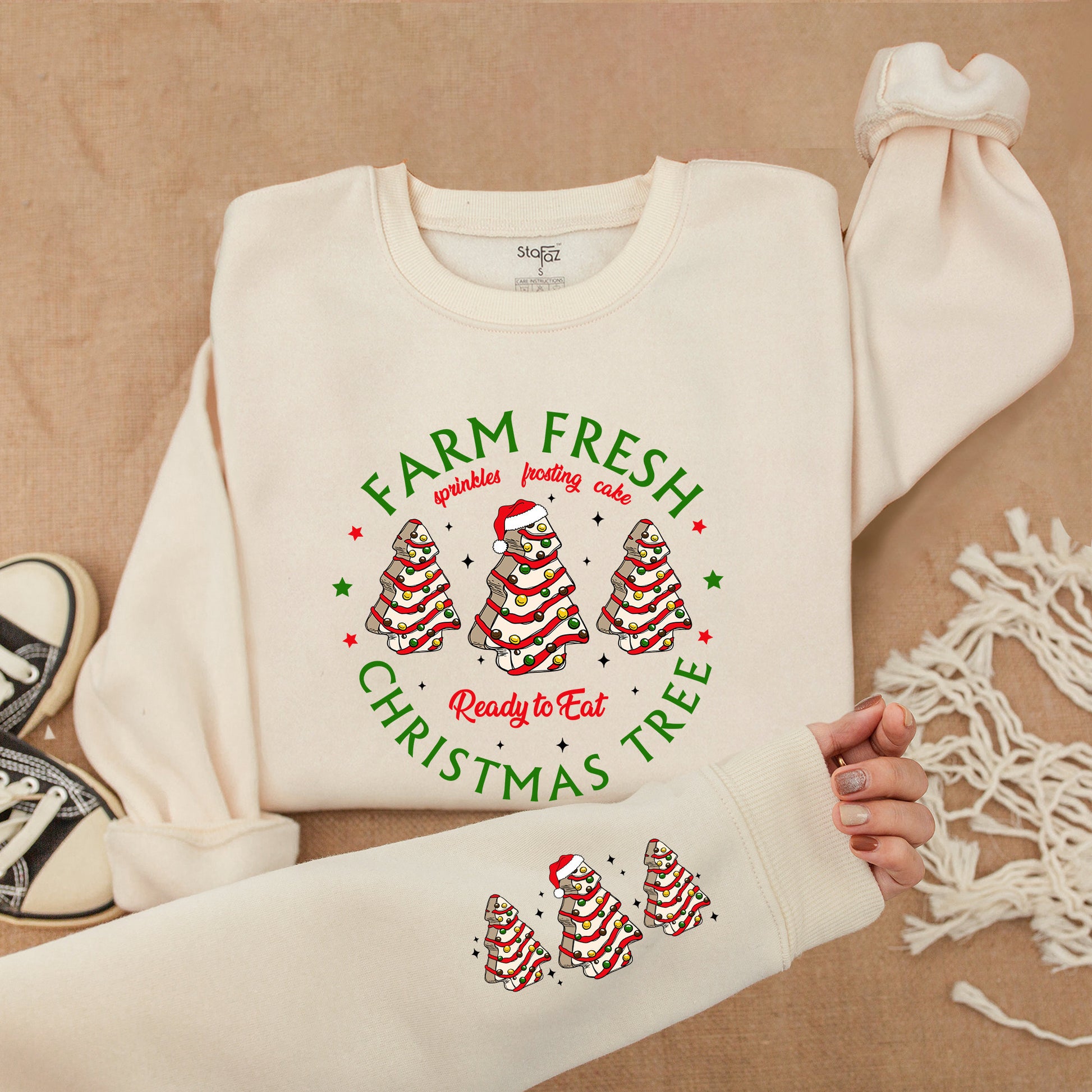 Farm Fresh Christmas Tree Cakes & Sprinkles Sweatshirt, Festive Holiday Sweater, Christmas Tree Farm Shirt for a Merry Christmas & New Year Gift! (137 chars)