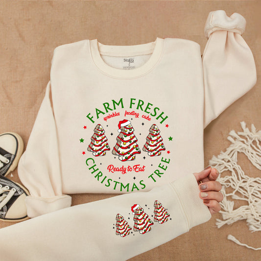 Farm Fresh Christmas Tree Cakes & Sprinkles Sweatshirt, Festive Holiday Sweater, Christmas Tree Farm Shirt for a Merry Christmas & New Year Gift! (137 chars)