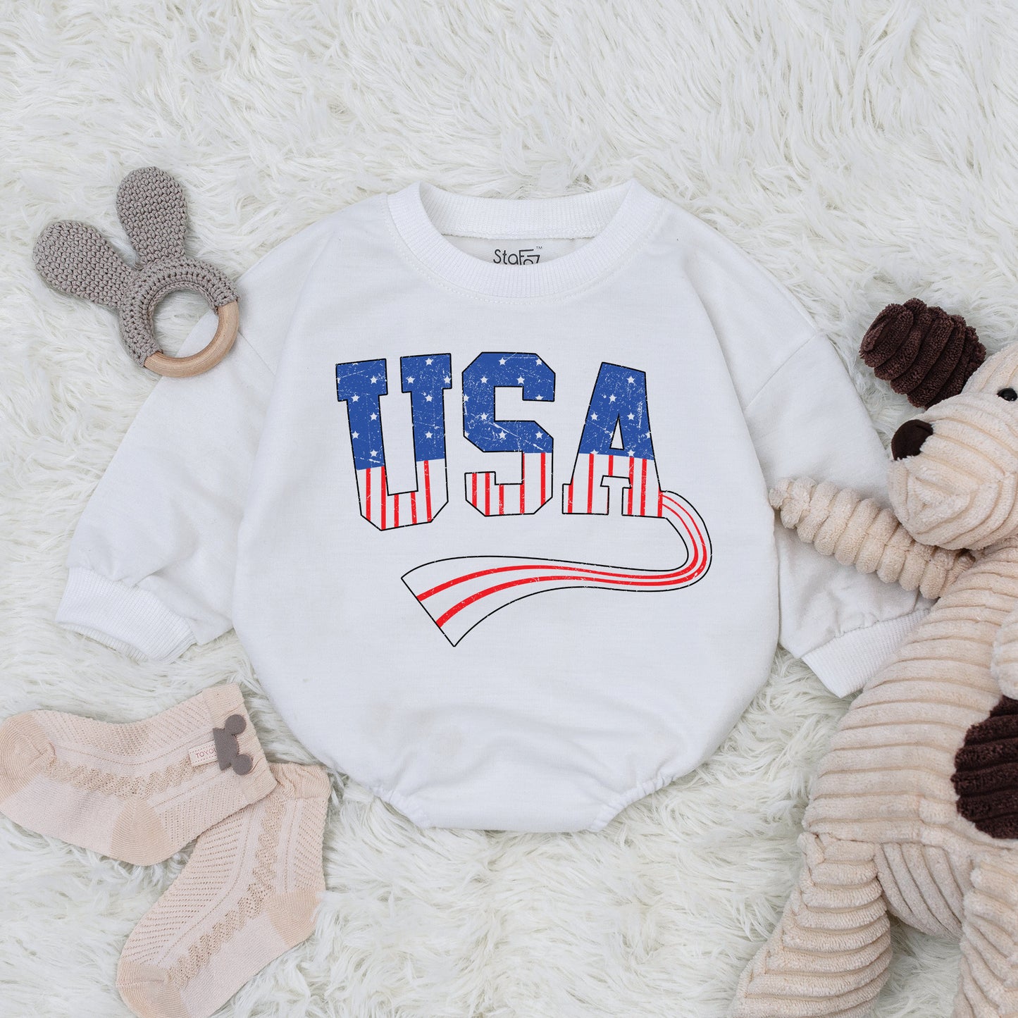 Patriotic USA Baby & Toddler Romper Sweatshirt - Independence Day