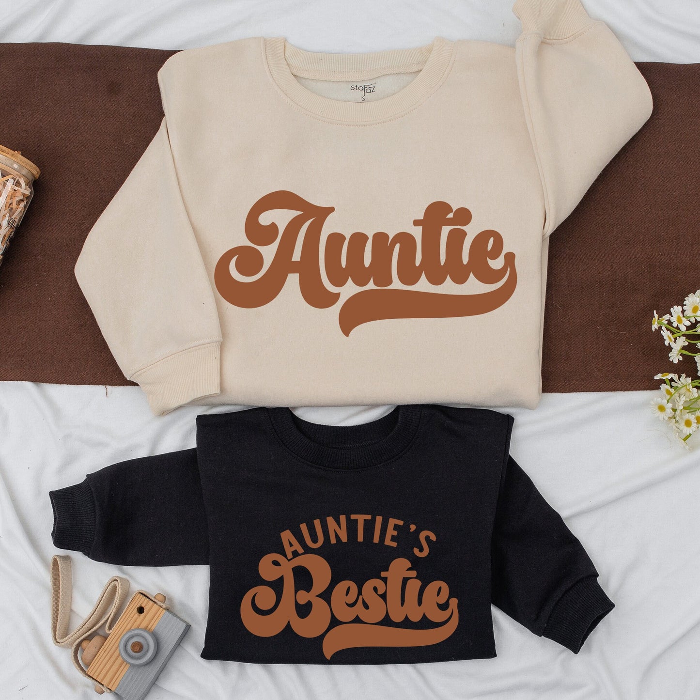 Custom Auntie and Bestie Sweatshirts Matching Family Gifts for Auntie and Me Baby Shower Cute Kid Apparel