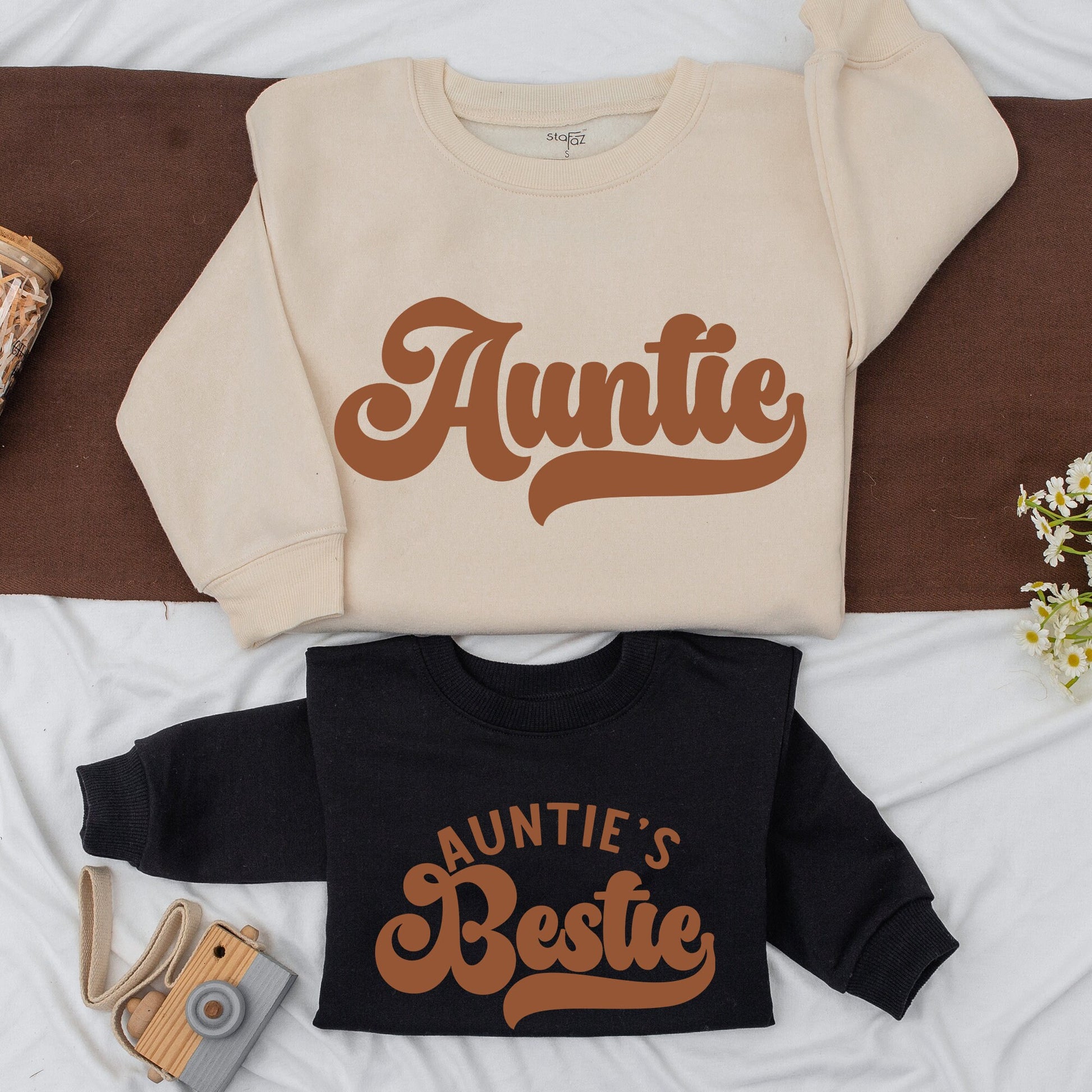 Custom Auntie and Bestie Sweatshirts Matching Family Gifts for Auntie and Me Baby Shower Cute Kid Apparel