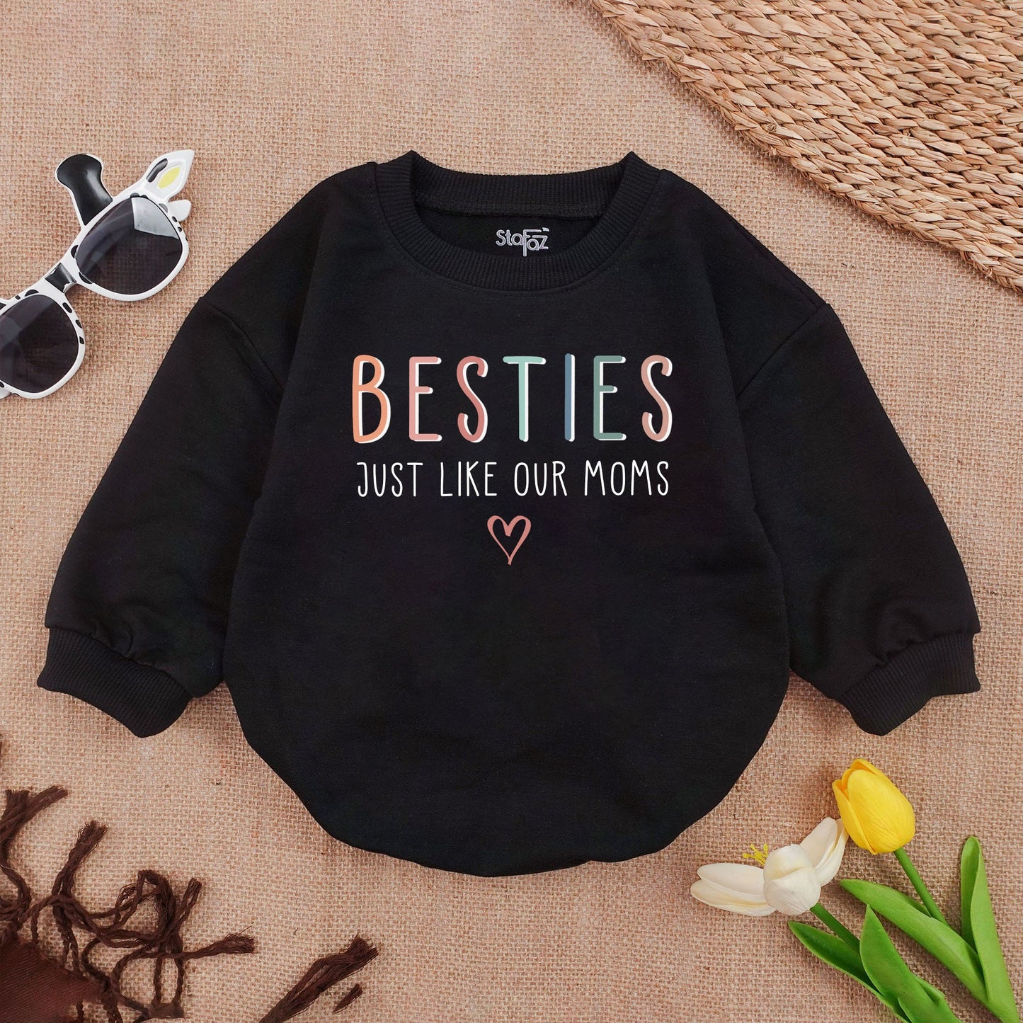 Besties For Life Baby Romper Set - Just Like Our Moms! Matching Bodysuit Outfits for Newborns & Infants, Cute Baby Girl Boy Clothes Gift Idea (139 chars)