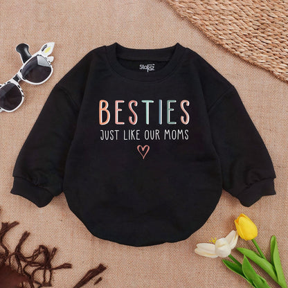 Besties For Life Baby Romper Set - Just Like Our Moms! Matching Bodysuit Outfits for Newborns & Infants, Cute Baby Girl Boy Clothes Gift Idea (139 chars)