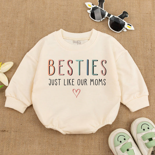 Besties For Life Baby Romper Set - Just Like Our Moms! Matching Bodysuit Outfits for Newborns & Infants, Cute Baby Girl Boy Clothes Gift Idea (139 chars)