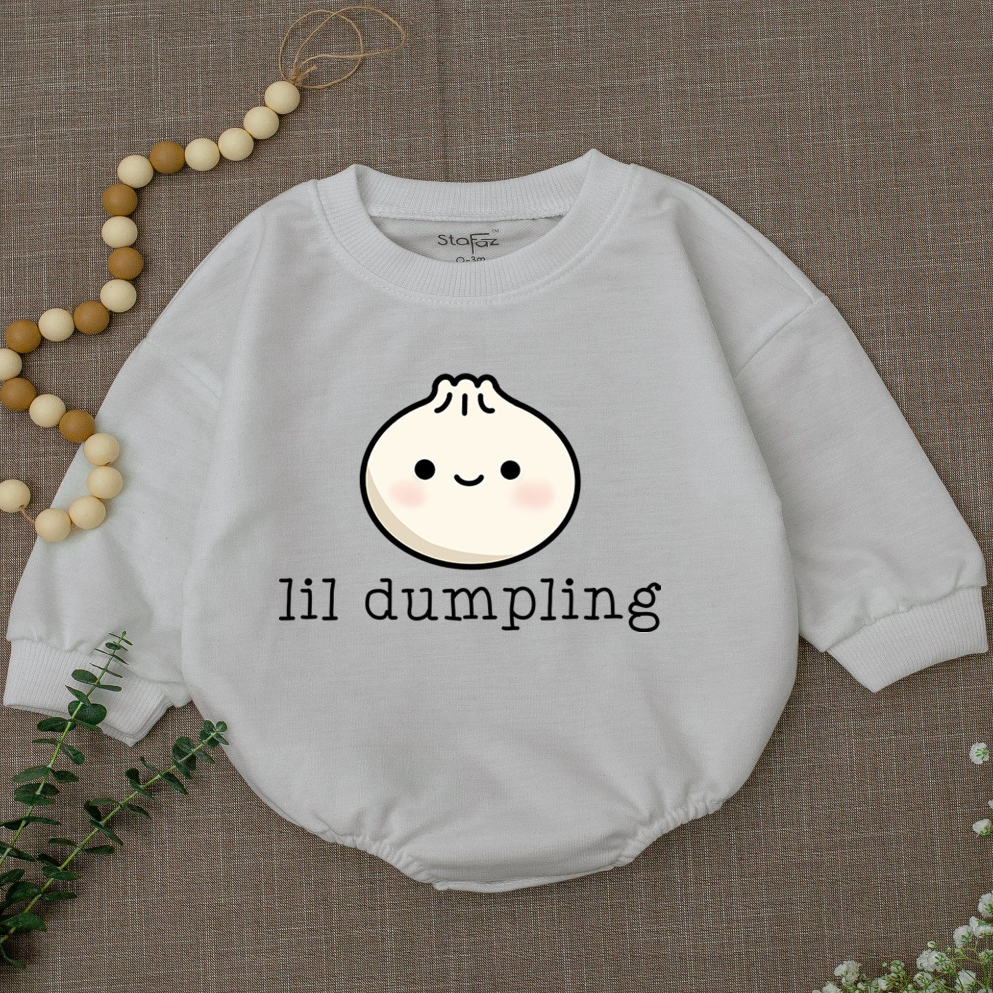 Lil Dumpling Baby Romper Cute Vegan Bodysuit Foodie Gift Asian Dim Sum Costume Funny Outfit Soft Comfortable Playwear Baby Shower Present 139 chars