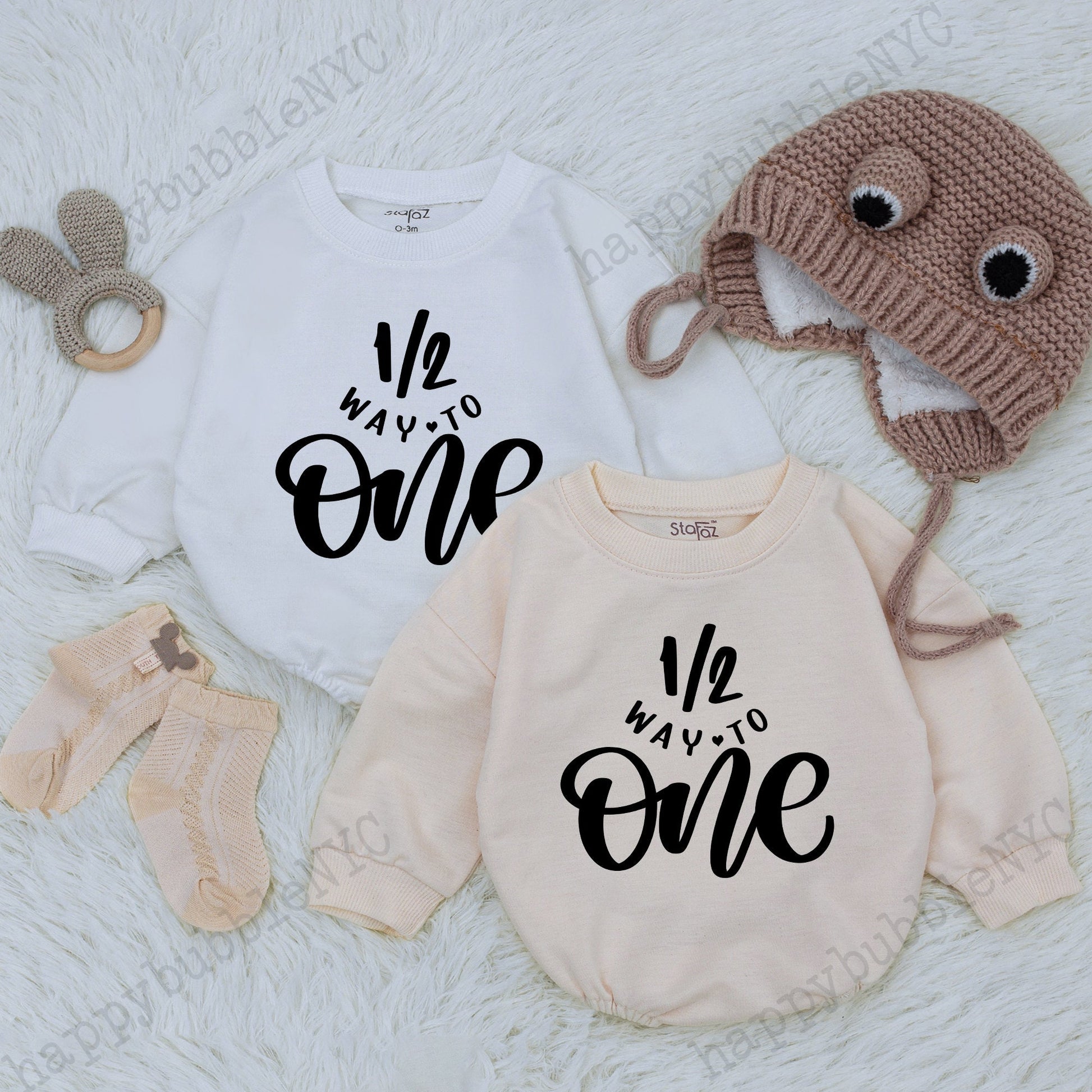 Half Birthday Outfit Girl, One Happy Dude Romper, 1st Birthday Bodysuit, Halfway to One Gift, Baby Boy or Girl Clothes