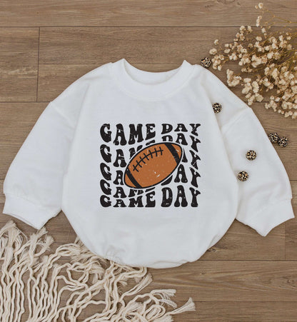 Retro Game Day Baby Romper Cute Newborn Football Outfit Toddler One Piece Jumpsuit Sport Gift