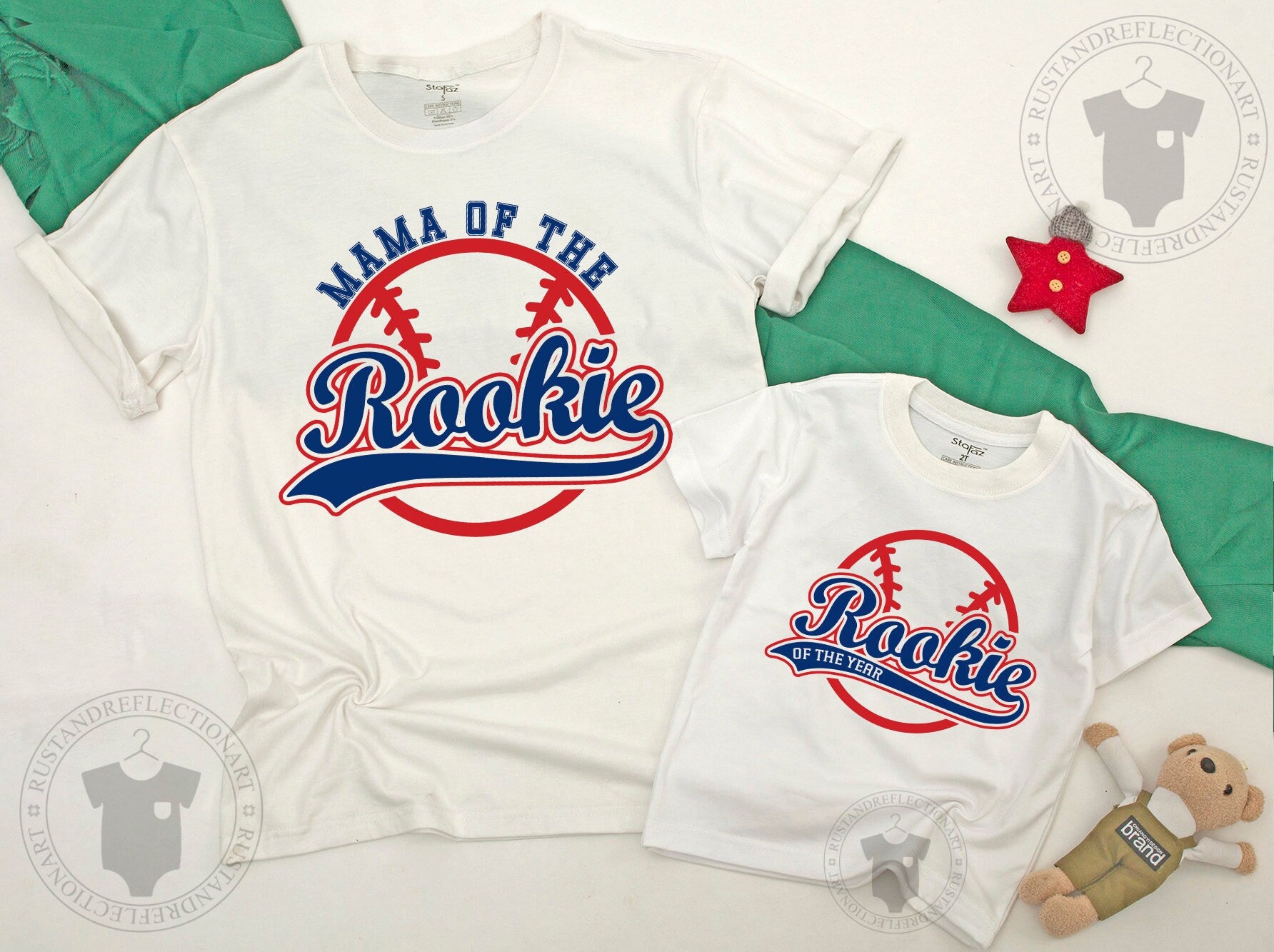 Rookie of the Year Baseball Birthday Shirt Matching Family Outfit Blue Rookie Baby Boy Girl Mommy Daddy Sister Brother First Year Celebration