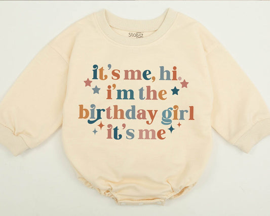 It's Me Hi I'm The Birthday Girl Retro Teal Rust Brown Star Plus Shirt Toddler Baby Newborn Outfit