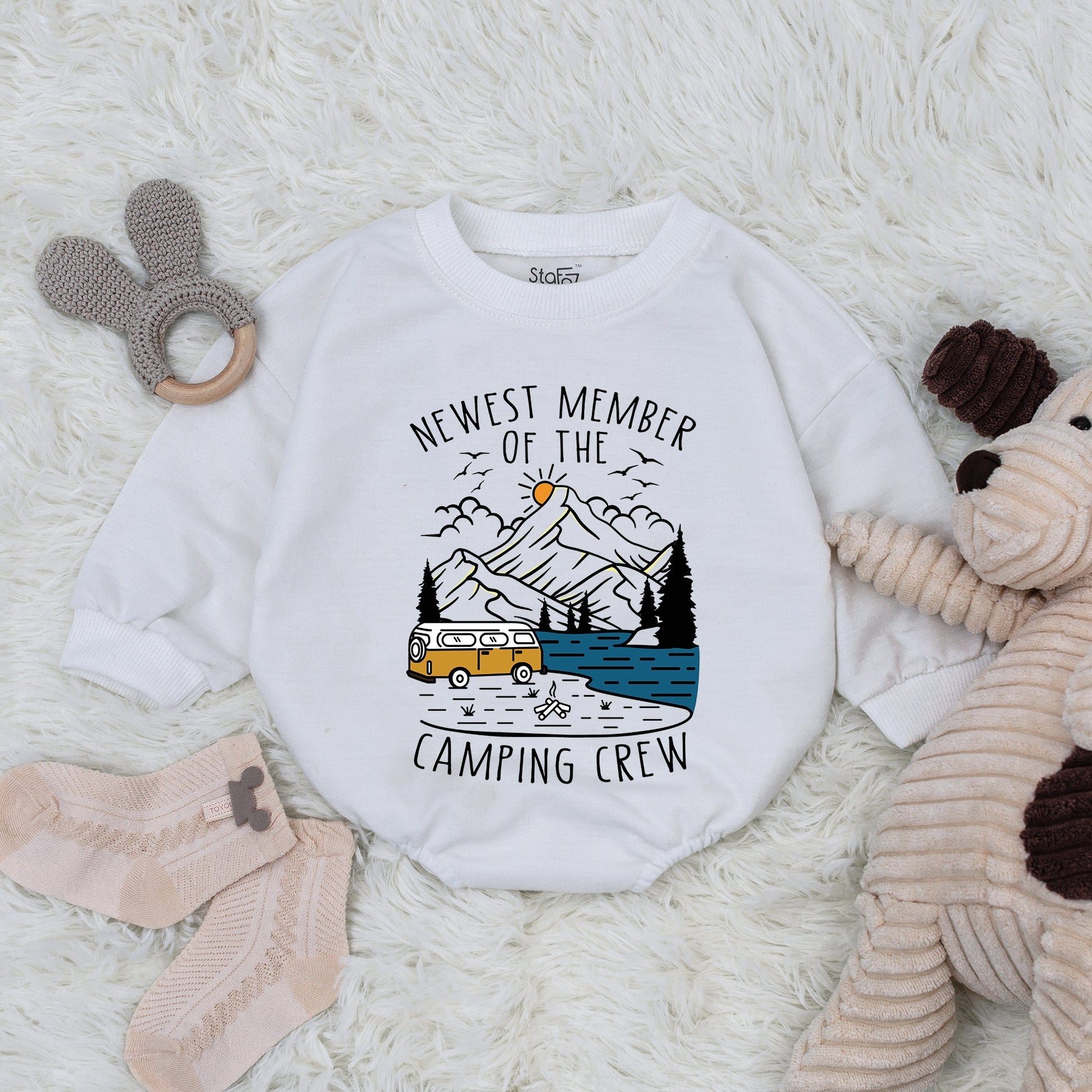 Newborn Baby Romper One Happy Camper Adventure Camping Outfit for Infant Boy Girl Soft Cotton Travel Buddy Bodysuit Mountains Nature Explore Gift