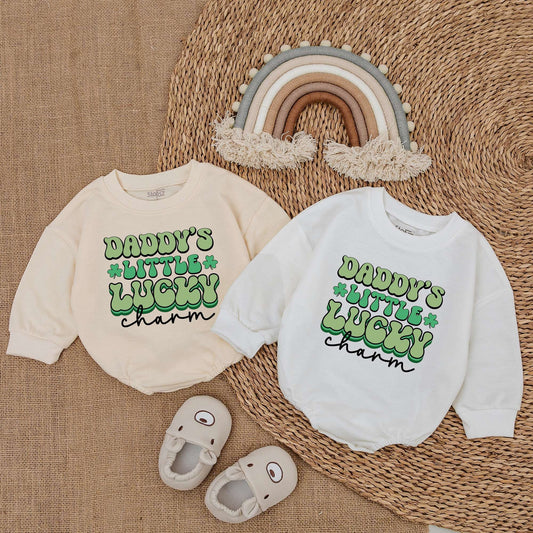Light Mauve St Patrick's Day Baby Romper Daddy's Lucky Charm Newborn Outfit Irish Baby Bodysuit Wee Hooligan Celebration Gift