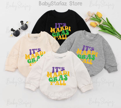 Mardi Gras Baby Romper Festive Parade Apparel Girls First Birthday Outfit Louisiana Celebration Clothes