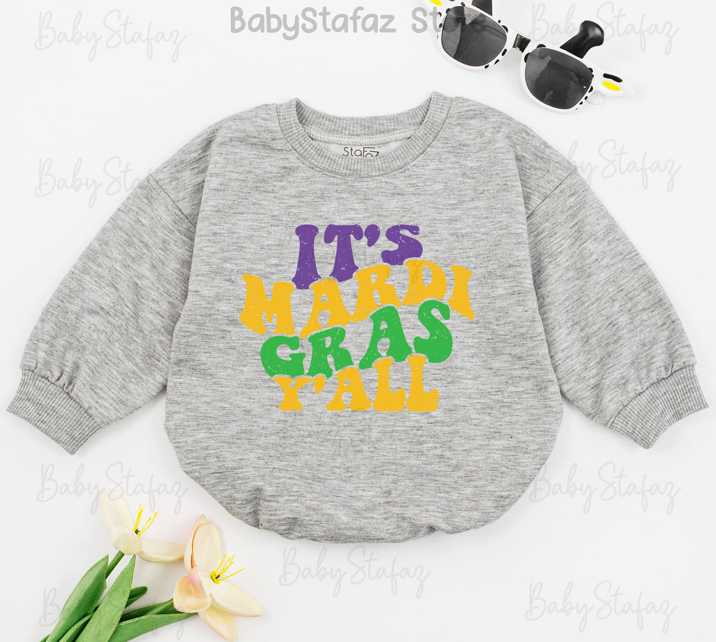 Mardi Gras Baby Romper Festive Parade Apparel Girls First Birthday Outfit Louisiana Celebration Clothes