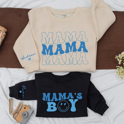 Mama and Mamas Boy Matching Sweatshirts perfect for Mom and Son with a Cozy Toddler Pullover comfortable Mother Son Gift Idea for Casual Wear