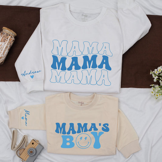 Mama and Mamas Boy Matching Sweatshirts perfect for Mom and Son with a Cozy Toddler Pullover comfortable Mother Son Gift Idea for Casual Wear