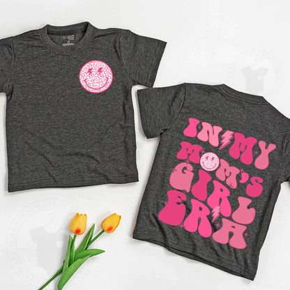 Matching Mom Daughter Smiley Face Retro Boho T-Shirts Mama Mini "In My Mom's Girl Era" Toddler Tee Soft Cotton Birthday Gift