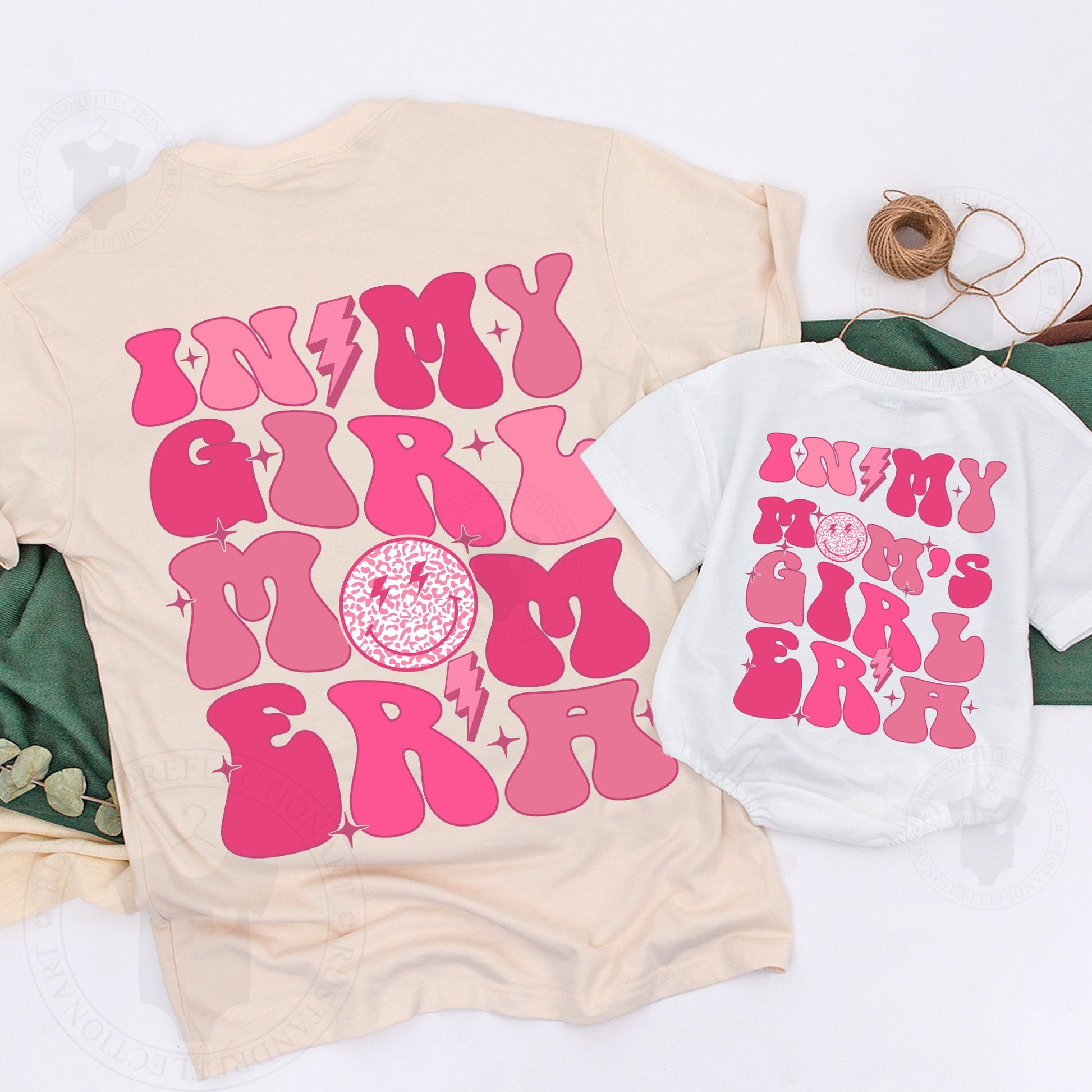 Matching Mom Daughter Smiley Face Retro Boho T-Shirts Mama Mini "In My Mom's Girl Era" Toddler Tee Soft Cotton Birthday Gift