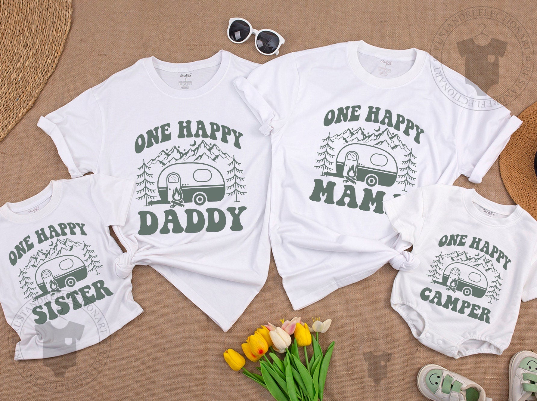 One Happy Camper First Birthday Shirt Matching Family Outfit Baby Toddler Boy Girl Camping Theme Party Tee Comfortable Cotton Celebration