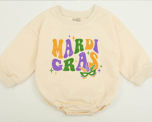 Retro Mardi Gras Sweatshirt Parade Crew Sweater Baby Toddler Kids Mama and Mini Matching Celebration Outfit Louisiana Party Gift