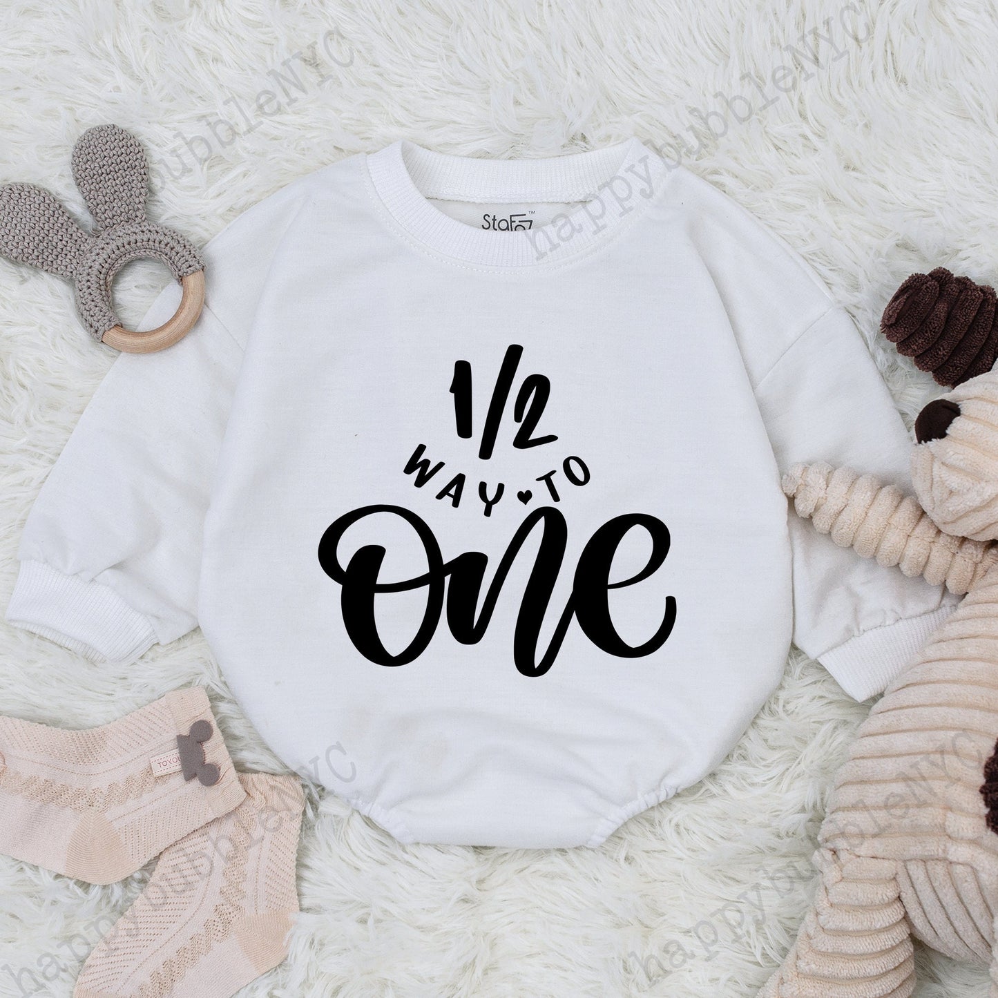 Half Birthday Outfit Girl, One Happy Dude Romper, 1st Birthday Bodysuit, Halfway to One Gift, Baby Boy or Girl Clothes
