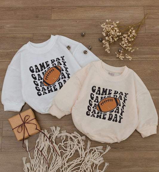 Retro Game Day Baby Romper Cute Newborn Football Outfit Toddler One Piece Jumpsuit Sport Gift