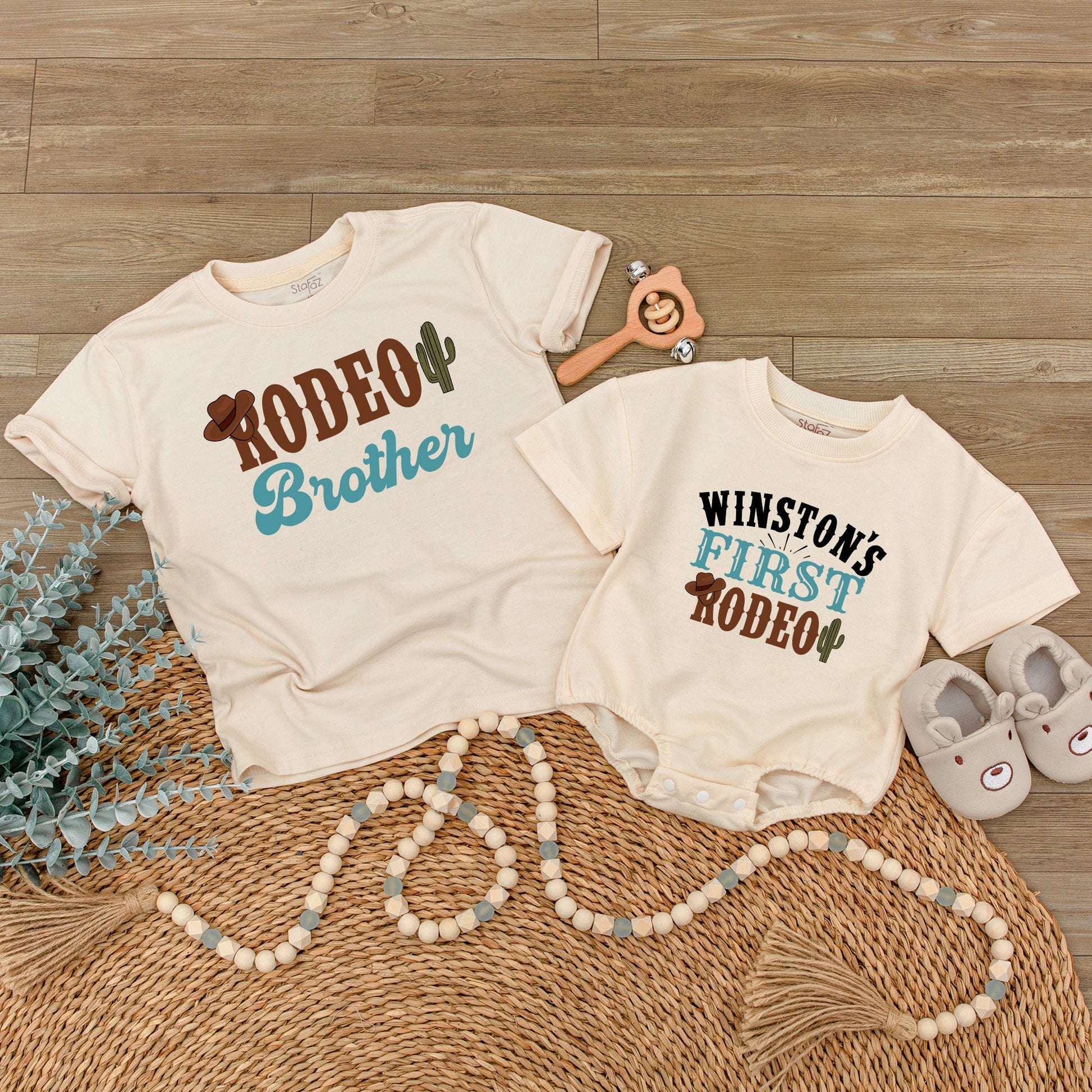 My First Rodeo Family Shirt Western Farm Theme 1st Birthday Party T-shirt Baby Clothes Matching Outfit Cowboy Celebration
