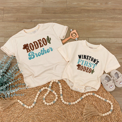 My First Rodeo Family Shirt Western Farm Theme 1st Birthday Party T-shirt Baby Clothes Matching Outfit Cowboy Celebration