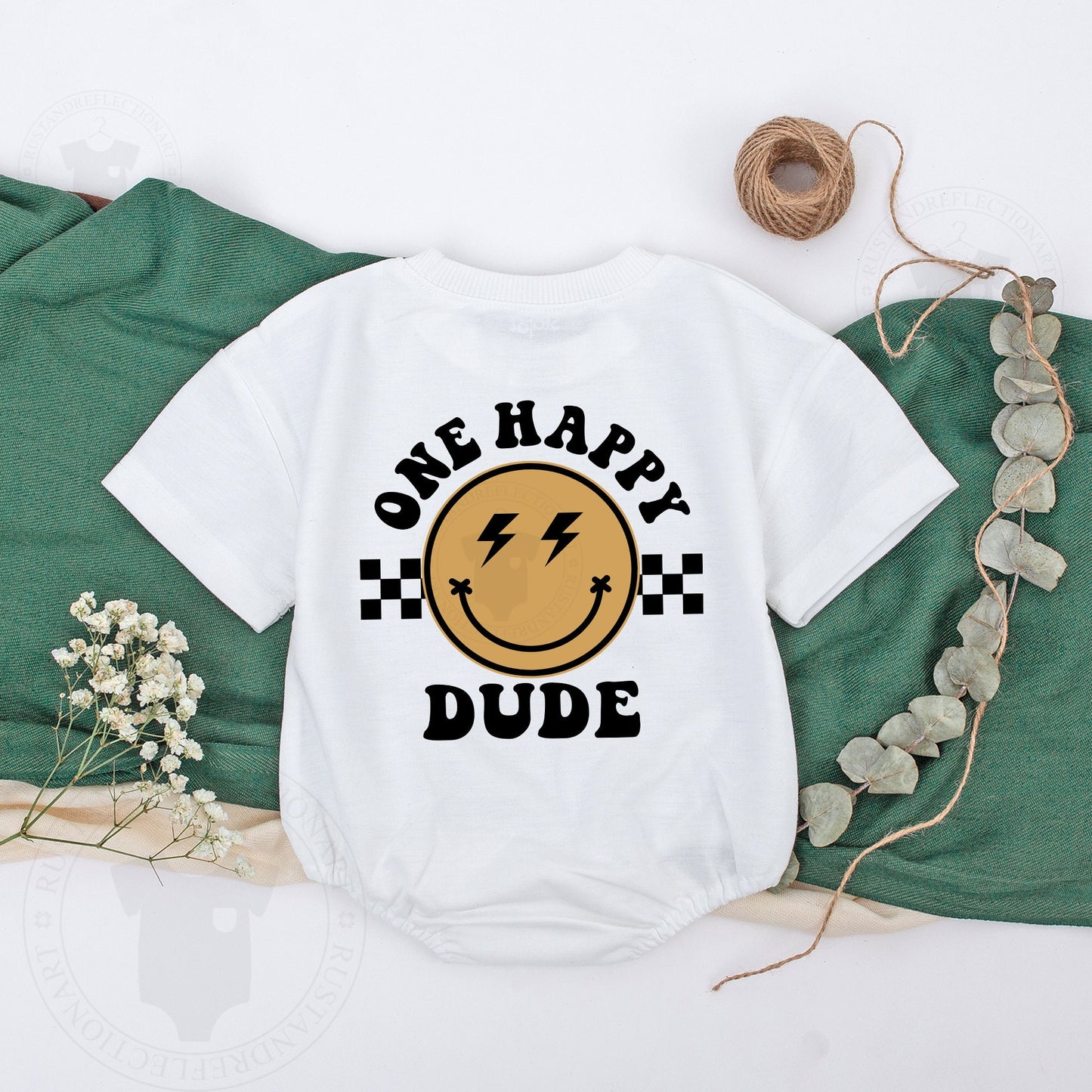 Matching First Birthday Outfit: Happy Dude Romper & Family Shirts