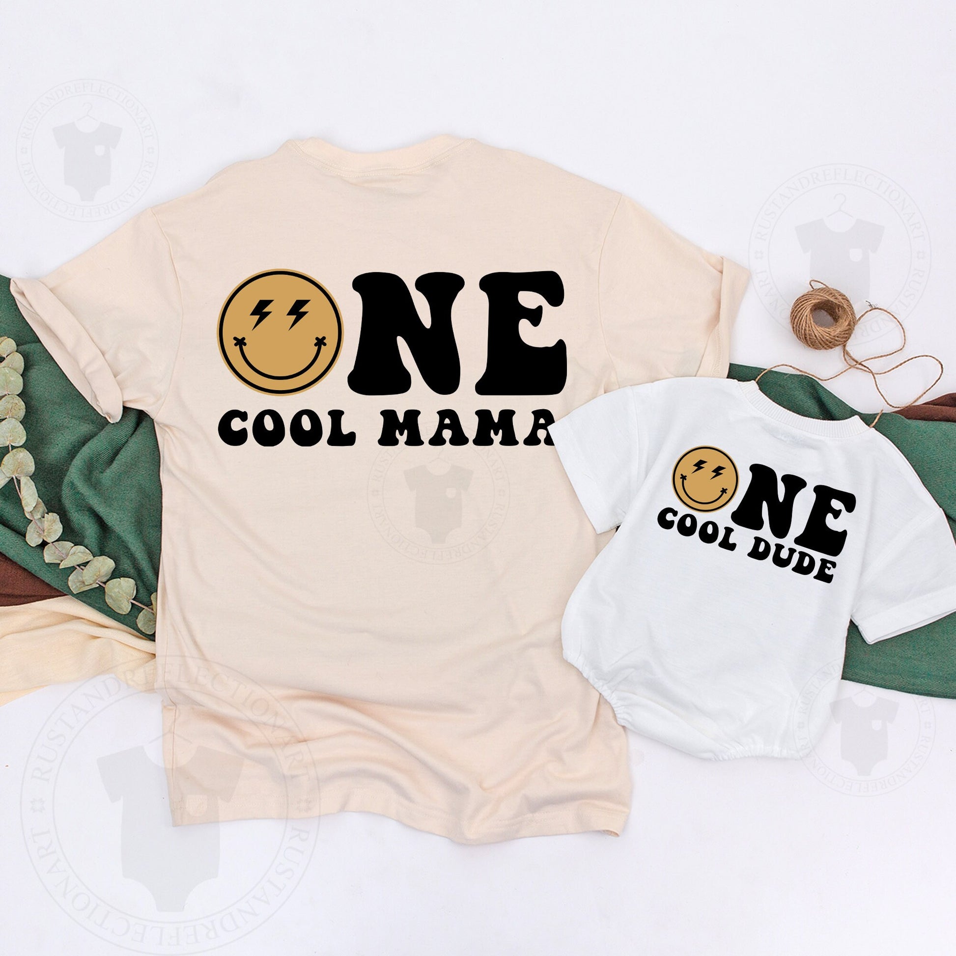 One Cool Dude 1st Birthday Shirts with Smiley Face Design Matching Mommy and Me Family Outfits for Baby Boy Party Celebration