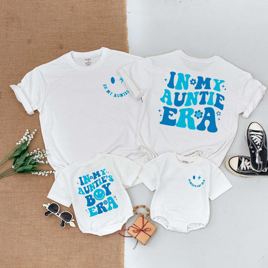 Auntie's Boy Era Baby Romper Matching Family Cool Aunt Shirt Newborn Gift for Auntie and Nephew Baby Shower