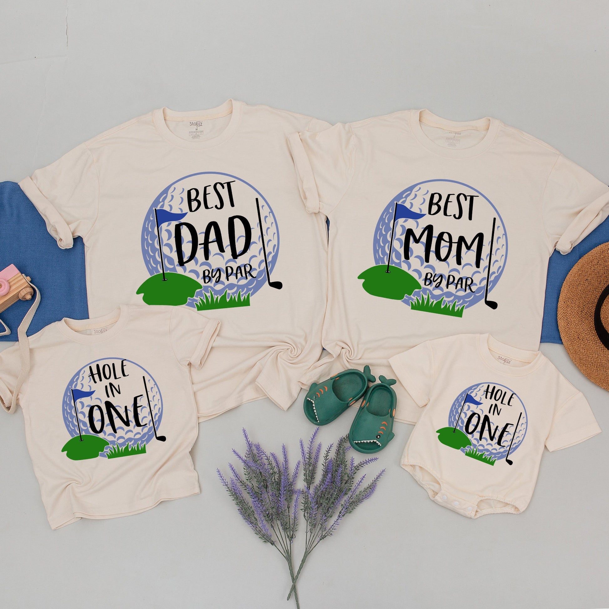 Hole in One Golf Birthday Shirts for Matching Family Mom Dad Sister Brother Baby Toddler First 1st Birthday Party Celebration Outfits