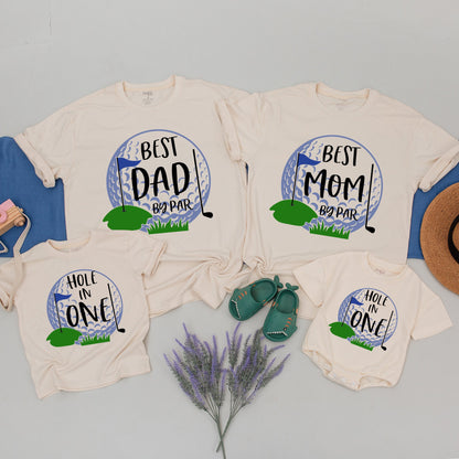 Hole in One Golf Birthday Shirts for Matching Family Mom Dad Sister Brother Baby Toddler First 1st Birthday Party Celebration Outfits