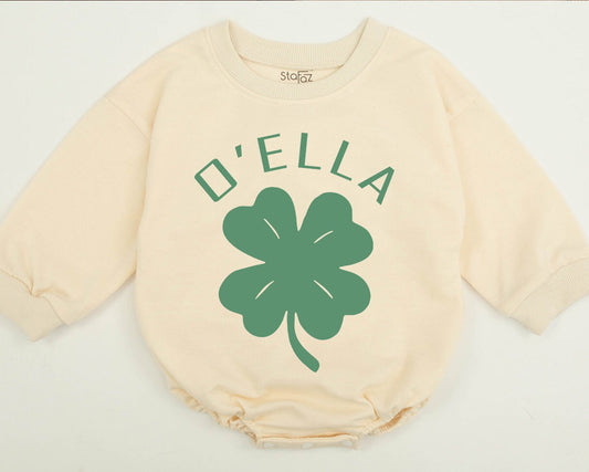 Custom Shamrock Family Sweatshirts & Romper: Matching Irish Baby & Mommy and Me Outfits for St Patrick's Day - Retro Boho Style