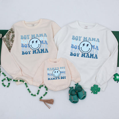 Personalized Boy Mama and Mama's Boy Retro Matching Sweatshirt, Cozy Mommy and Me Pullover, Vintage Style Gift for Mom, Baby Shower Present