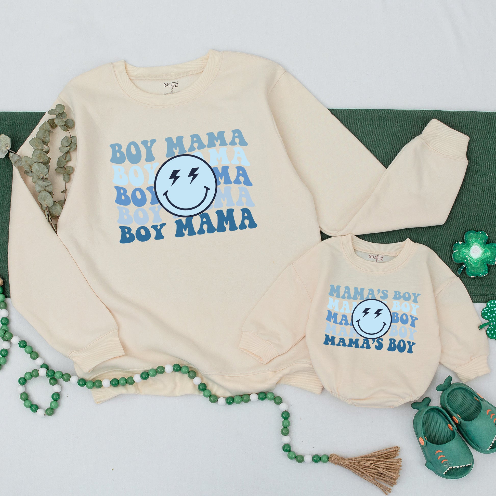 Personalized Boy Mama and Mama's Boy Retro Matching Sweatshirt, Cozy Mommy and Me Pullover, Vintage Style Gift for Mom, Baby Shower Present