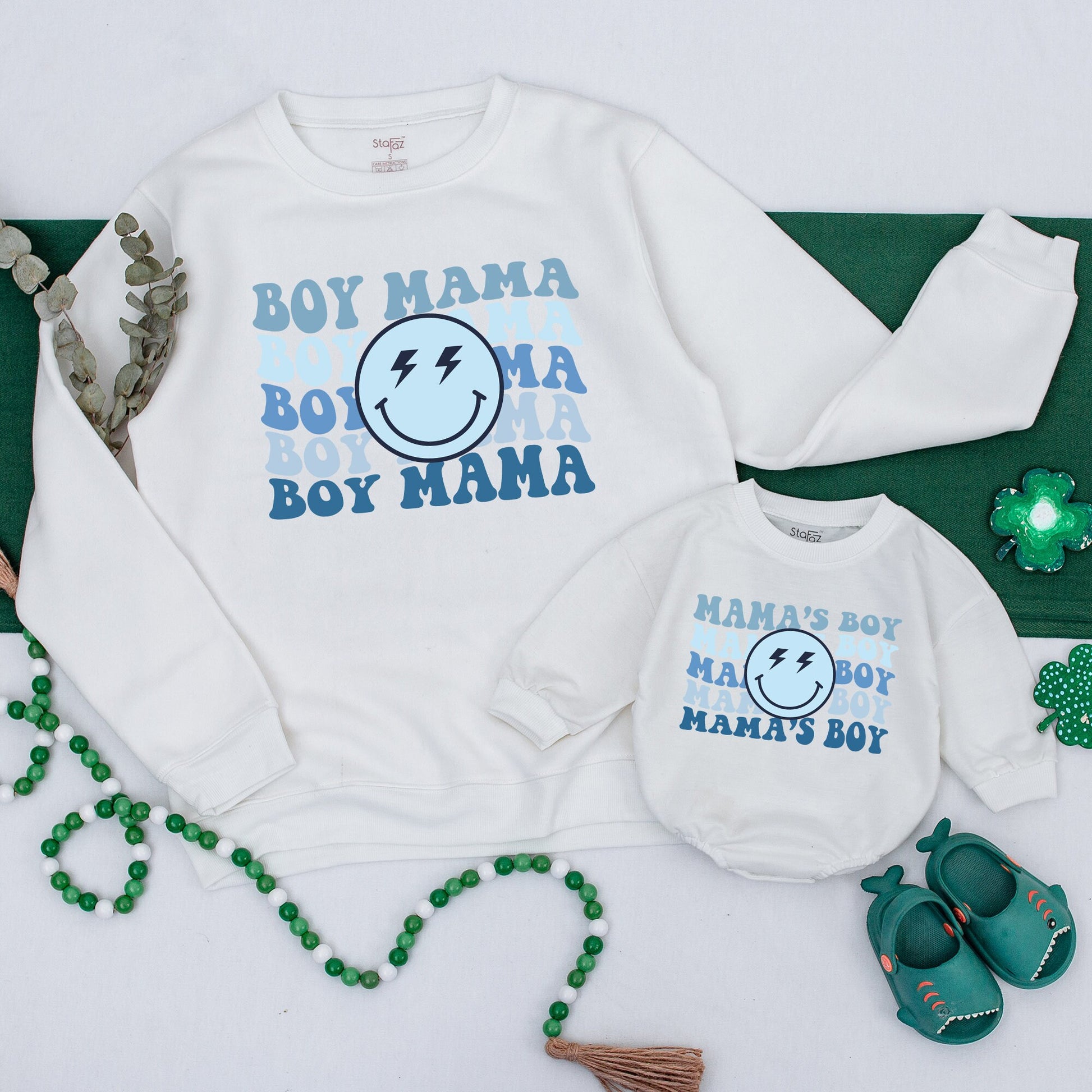 Personalized Boy Mama and Mama's Boy Retro Matching Sweatshirt, Cozy Mommy and Me Pullover, Vintage Style Gift for Mom, Baby Shower Present