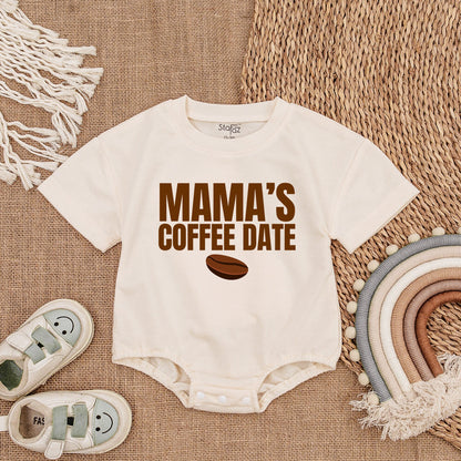 Mama's Coffee Date Baby Bubble Romper Light Mauve Newborn Infant Bodysuit Short Sleeve Coming Home Outfit Shower Gift