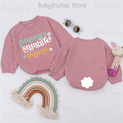 Mama's Snuggle Bunny Baby Romper Adorable Easter Outfit Sleepsuit Precious Baby Shower Gift Cute Bunny Bodysuit for 1st Easter