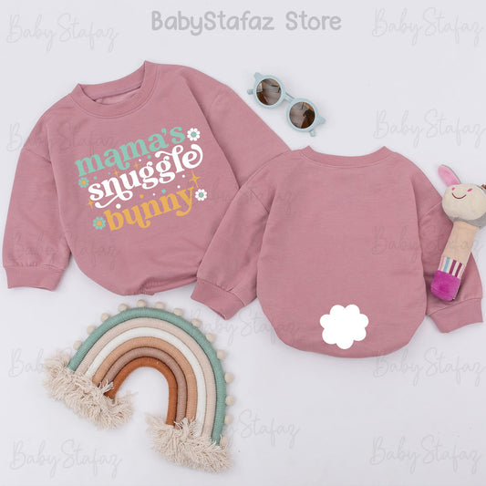 Mama's Snuggle Bunny Baby Romper Adorable Easter Outfit Sleepsuit Precious Baby Shower Gift Cute Bunny Bodysuit for 1st Easter