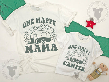 One Happy Camper First Birthday Shirt Matching Family Outfit Baby Toddler Boy Girl Camping Theme Party Tee Comfortable Cotton Celebration