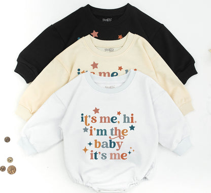 Matching Mama Baby It's Me Hi I'm The Baby Retro Sweatshirt Romper Set Funny Newborn Toddler Kids Outfit Groovy Vintage Neutral Gift