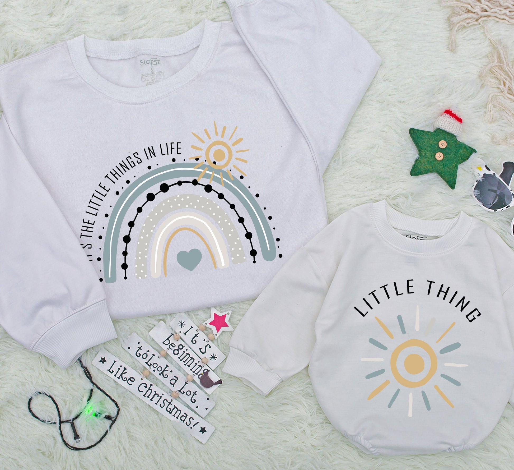 Mommy & Me Matching Sweatshirts - Little Things Cute Family Christmas Gift Idea, Mom and Baby Matching Outfits