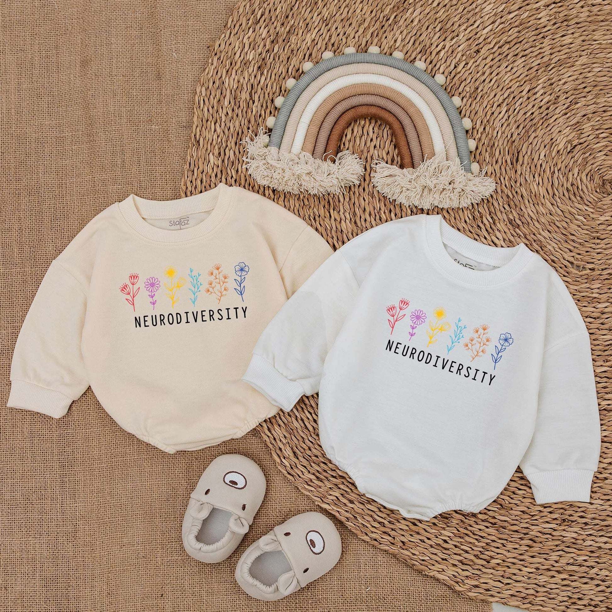 Neurodiversity Baby Bodysuit Colorful Flowers Autism Acceptance Support Newborn Bubble Romper Outfit Soft Comfortable Baby Shower Gift