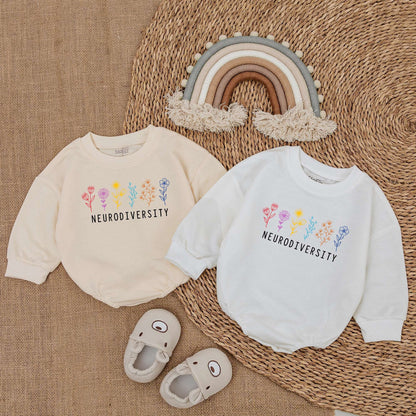 Neurodiversity Baby Bodysuit Colorful Flowers Autism Acceptance Support Newborn Bubble Romper Outfit Soft Comfortable Baby Shower Gift