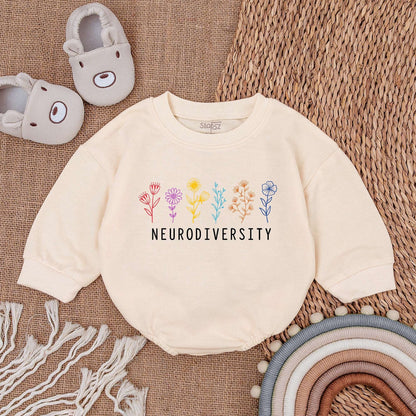 Neurodiversity Baby Bodysuit Colorful Flowers Autism Acceptance Support Newborn Bubble Romper Outfit Soft Comfortable Baby Shower Gift