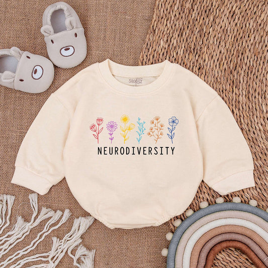 Neurodiversity Baby Bodysuit Colorful Flowers Autism Acceptance Support Newborn Bubble Romper Outfit Soft Comfortable Baby Shower Gift