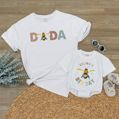 Adorable Bee First Birthday Romper Baby Girl Outfit Sweet Honeycomb Design Mommy Daddy Bee Matching Celebration Clothes Cotton Soft
