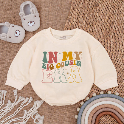 Big Cousin Era Bubble Romper Outfit - Adorable Baby Girl Romper, Comfy Baby Sweater for Little Cousin Announcement, Matching Cousin Clothes Gift Set