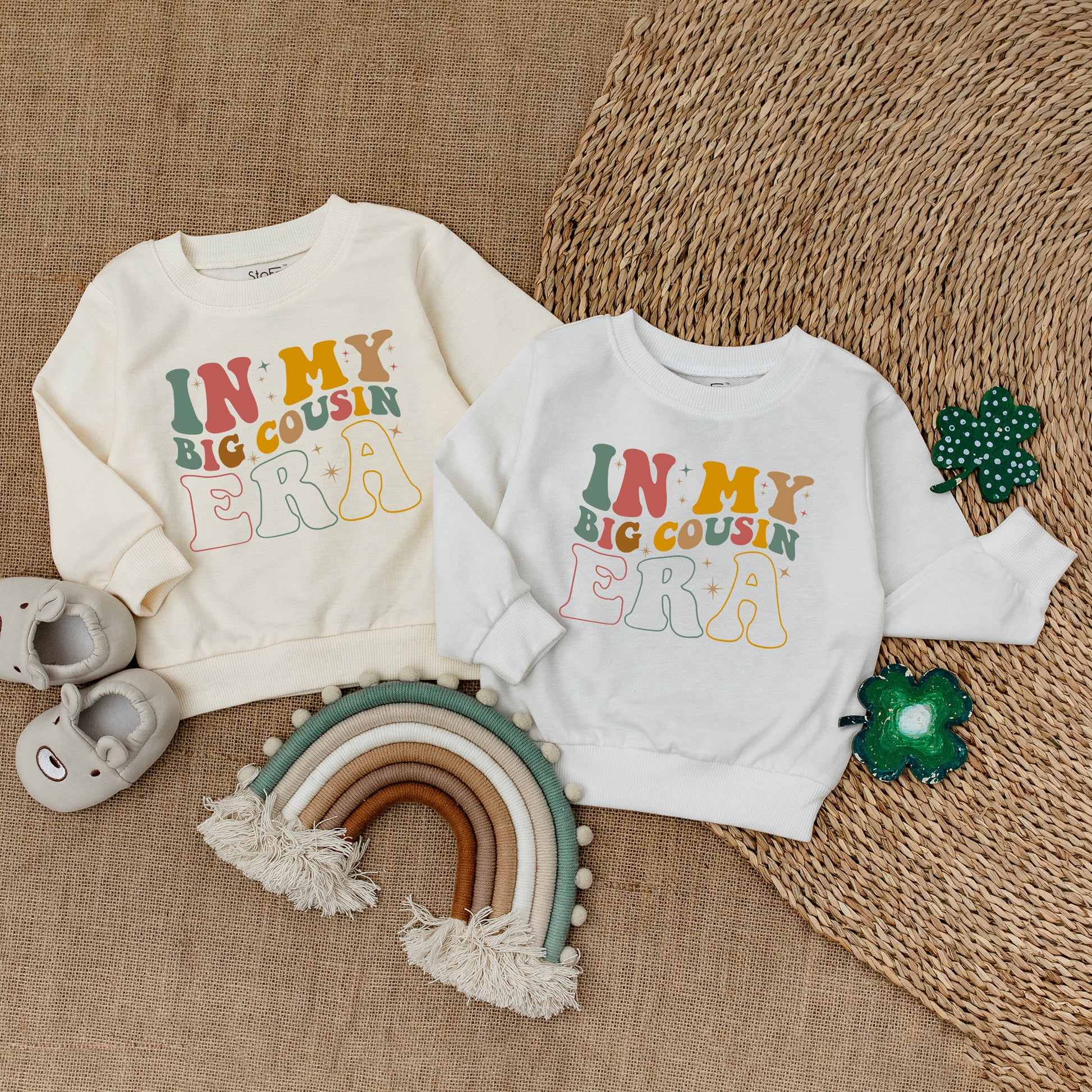 Big Cousin Era Bubble Romper Outfit - Adorable Baby Girl Romper, Comfy Baby Sweater for Little Cousin Announcement, Matching Cousin Clothes Gift Set